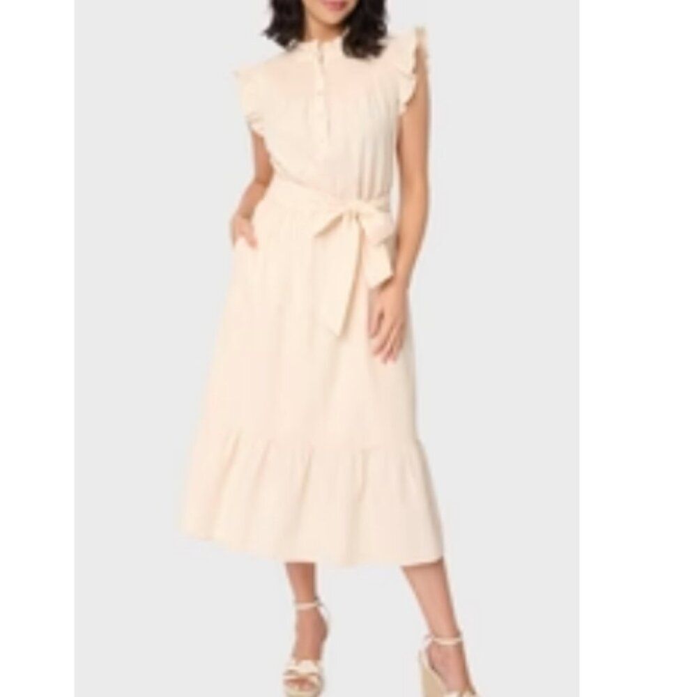 GIBSONLOOK Textured Smocked Midi Dress with Pockets SIZE L New with Tags